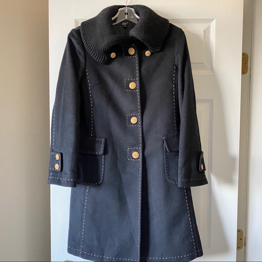 Black Wool Cashmere Blend Long Coat